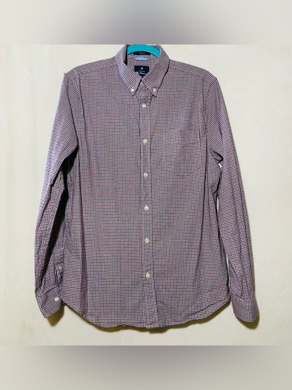 Ben Sherman Red and Blue Micro-Check Button-Down Shirt